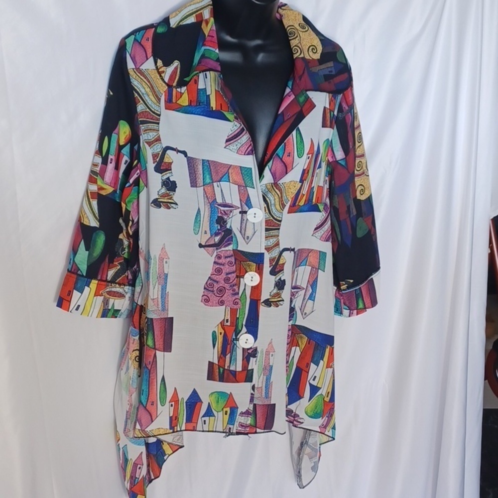 Radzoli Los Angeles Women's 3/4 Sleeve Button oversized Blouse/jacket Size M